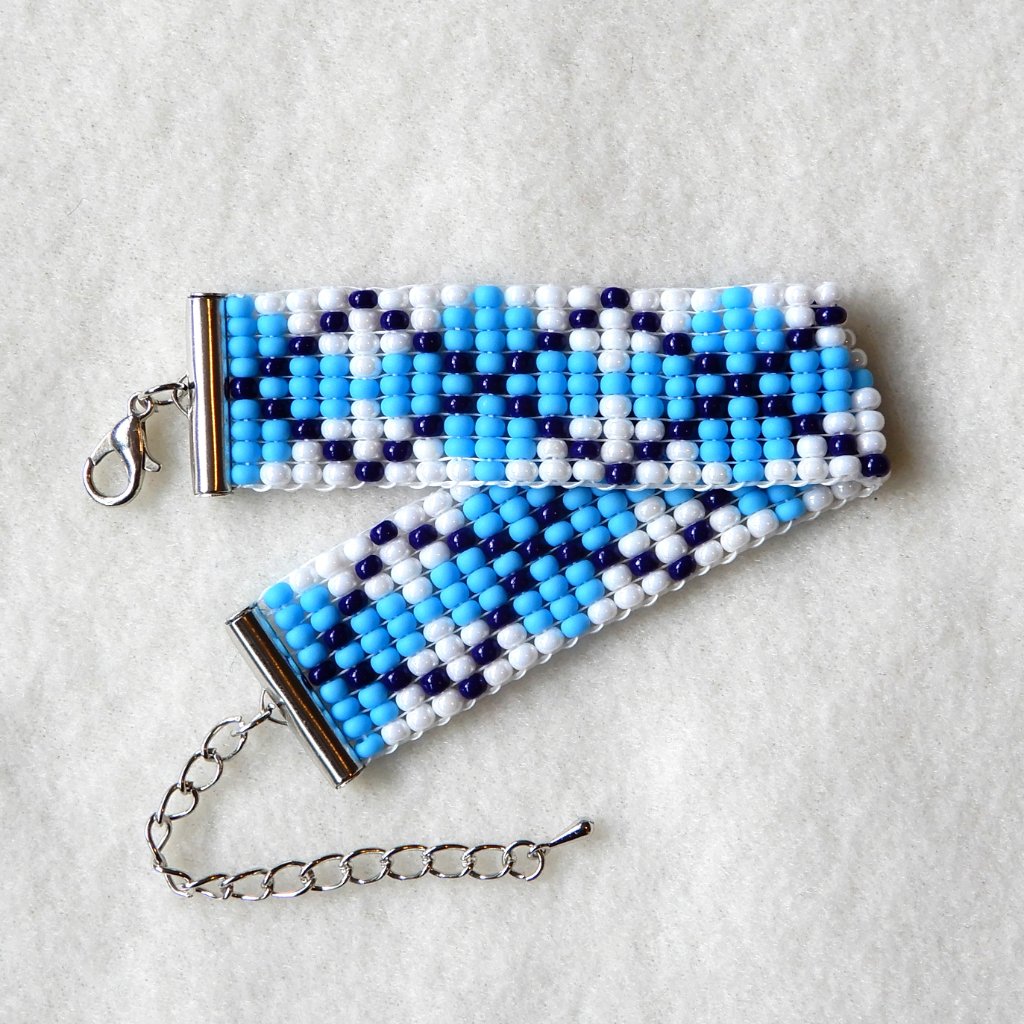 Carolina Blue Argyle Bead Bracelet Handmade, Adjustable, 30% To Hurricane Relief